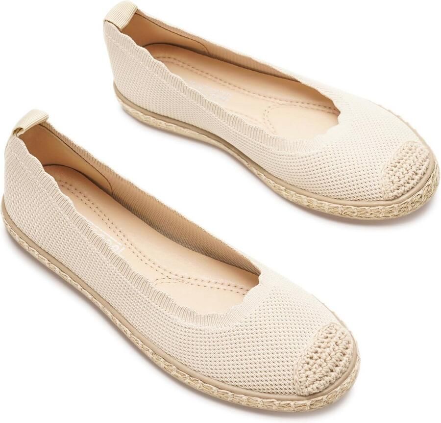 Dames Espadrilles Zomer Twee-Kleurige Gehaakte Ademende Platter Schoenen Zonder Veters