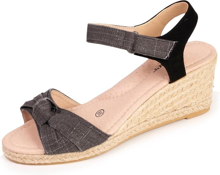 Dames Espadrilles Zomerschoenen Casual Strik Detail Zwart