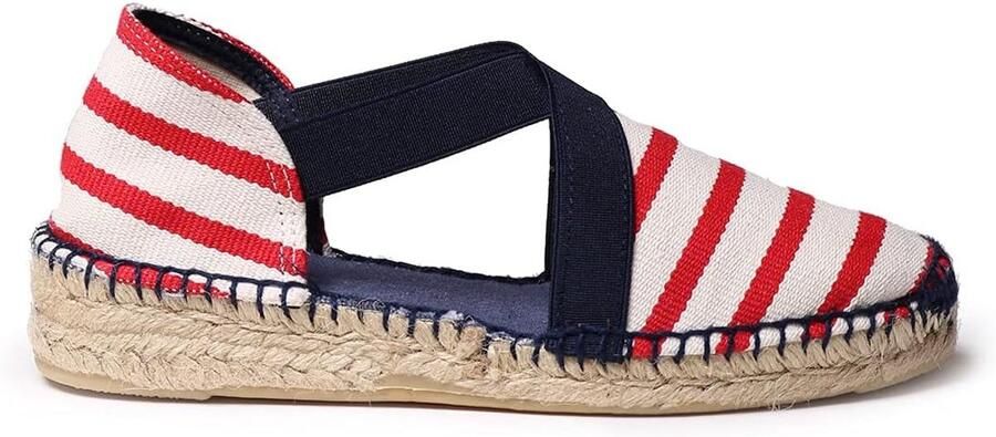 Dames Espadrilles Zomerse Sandalen Strand Wandelingen Handgestikte Jute Zool Sleehak Gestreepte Banden