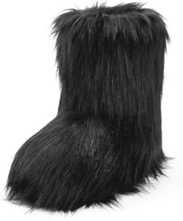 Dames Faux Fur Boots Comfortabele Pluche Korte Laarzen voor Binnen en Buiten
