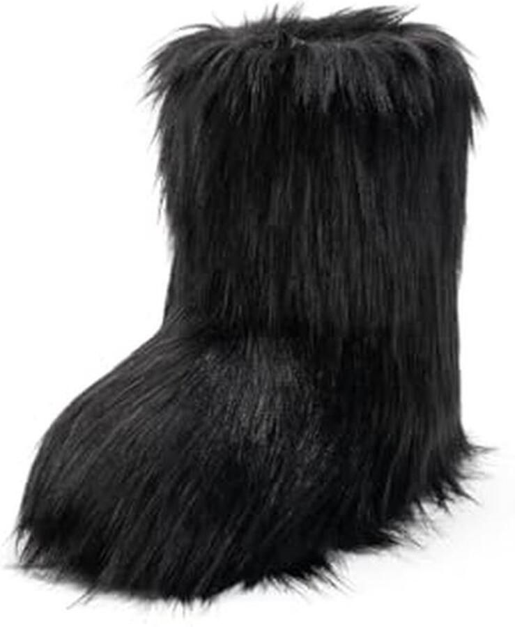 Dames Faux Fur Boots Comfortabele Pluche Korte Laarzen voor Binnen en Buiten