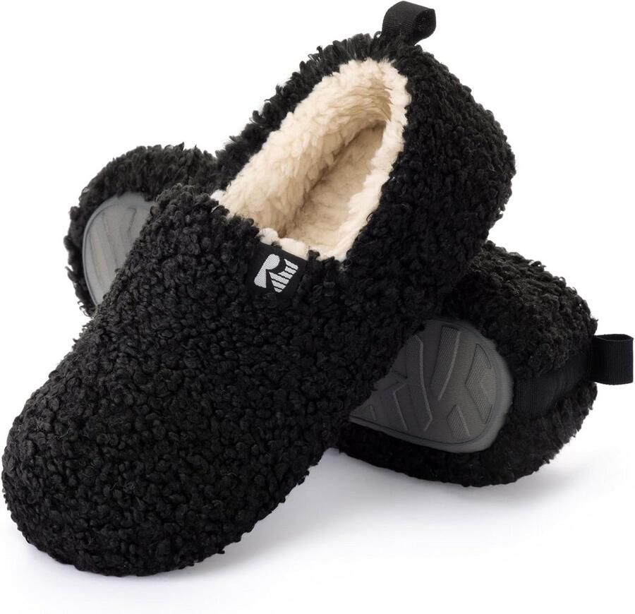 Dames Faux Shearling Slippers met Traagschuim Voetbed en Gesloten Achterkant