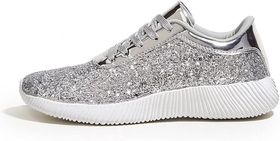 Dames Feestsneakers met Strass en Metaalglans Lichtgewicht Avond Sneaker