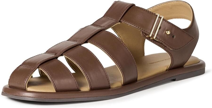 Amazon Essentials Dames Fisherman Sandalen met Gesloten Neus en Gesp Bruin