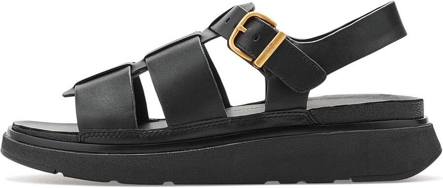 Comfortabele Zwarte Leren Visserssandalen voor Dames met Stevige Zool - Foto 1