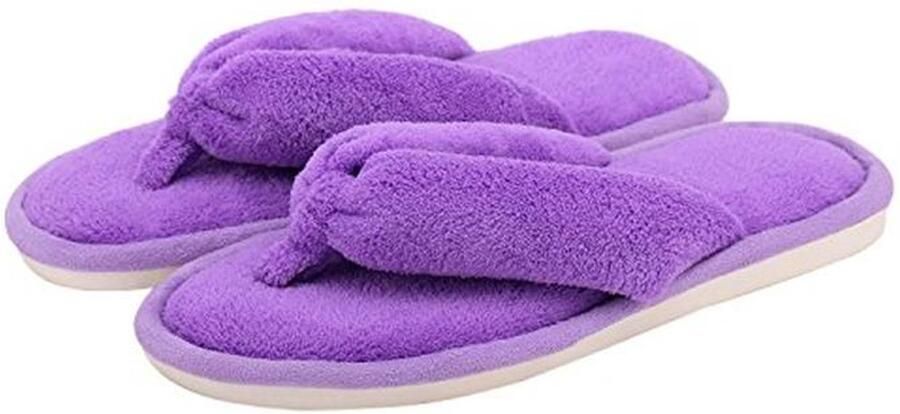 Dames fleece huispantoffels en teenslippers in koraal