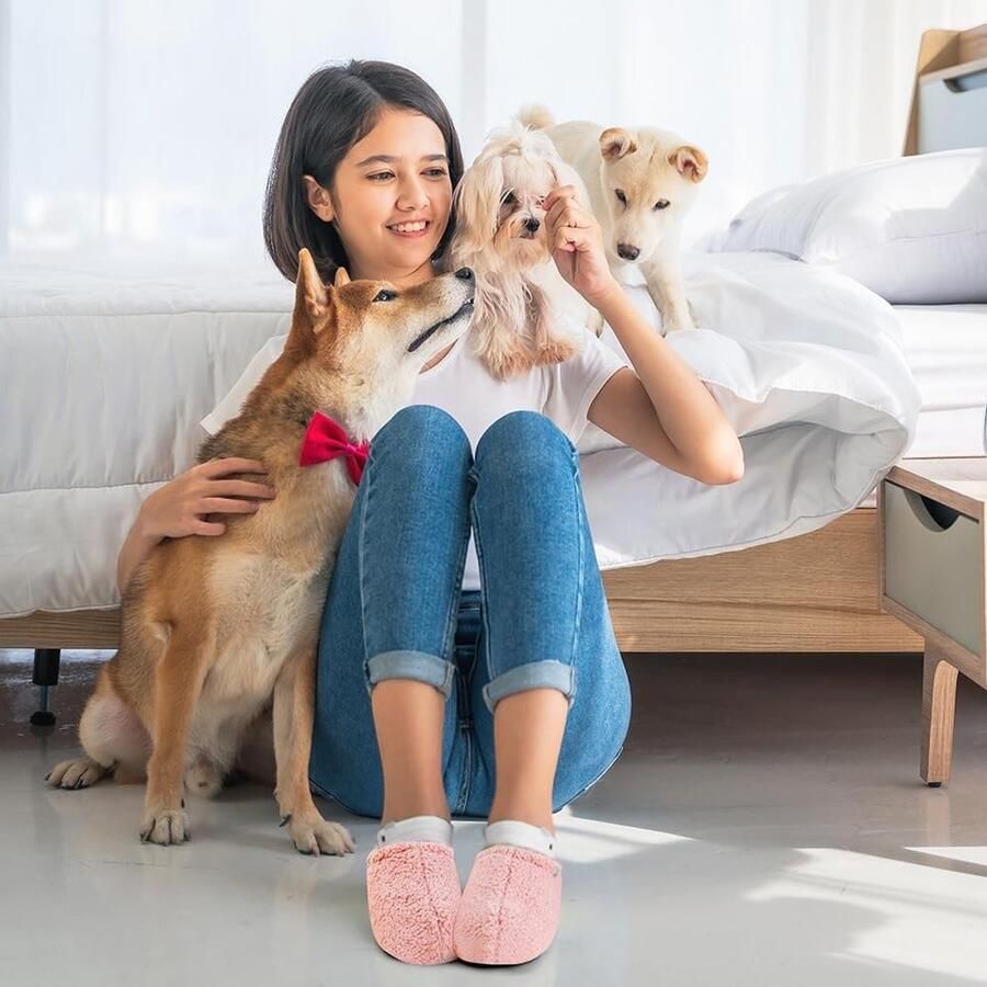 Dames Fuzzy Curly Slippers Warme Antislip Katoenen Slippers voor de Winter Comfortabele Huisschoenen