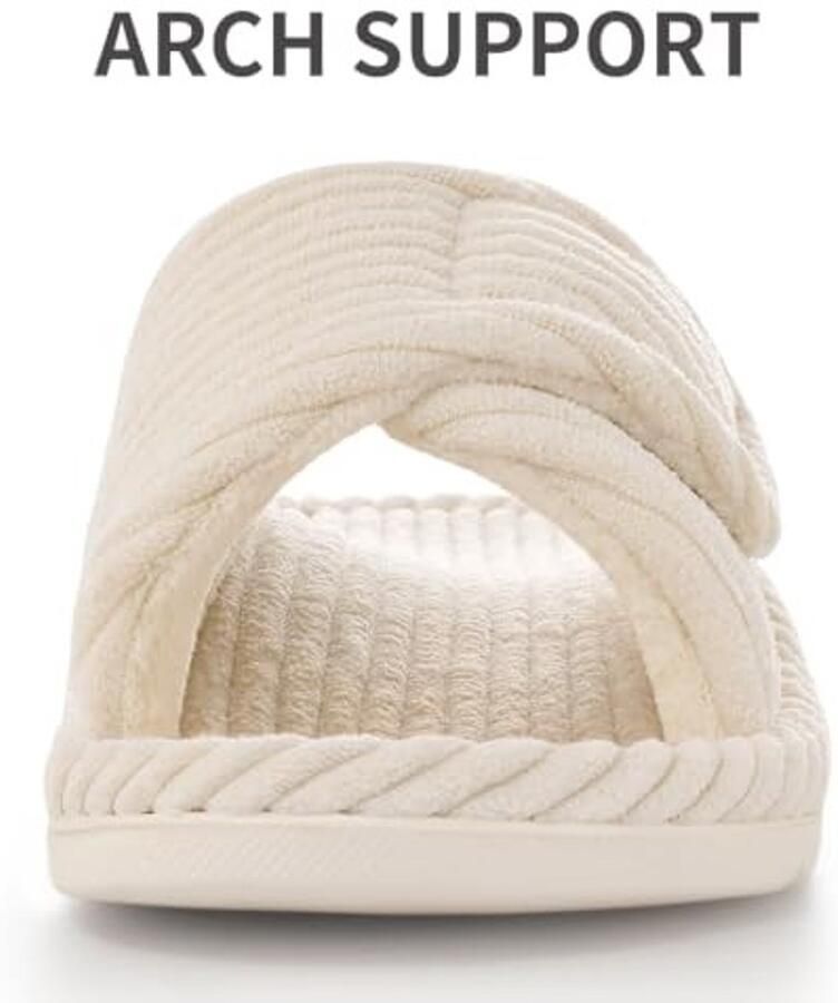 Dames Fuzzy Slippers Orthopedische Ondersteuning Beige