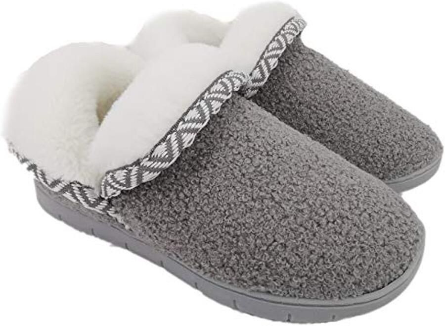 Dames Fuzzy Warme Slippers met Traagschuim en Antislip Zool