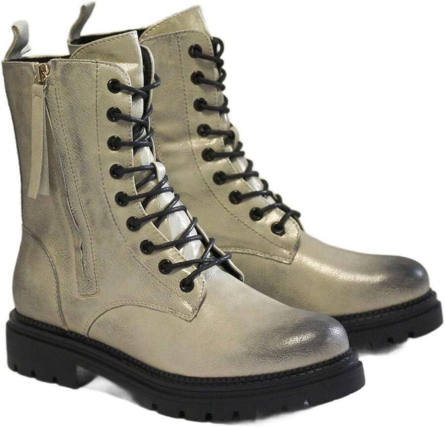 Dames Gevechtslaarzen Hoge Veterlaarzen met rits en warme voering