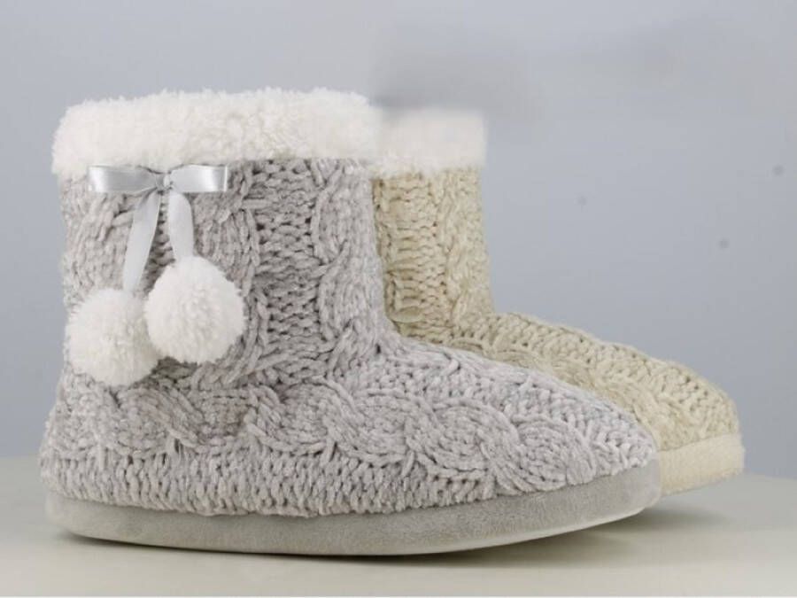 Dames gevoerde noorse pantoffels warme zachte fleece huissloffen homeboots antislip beige