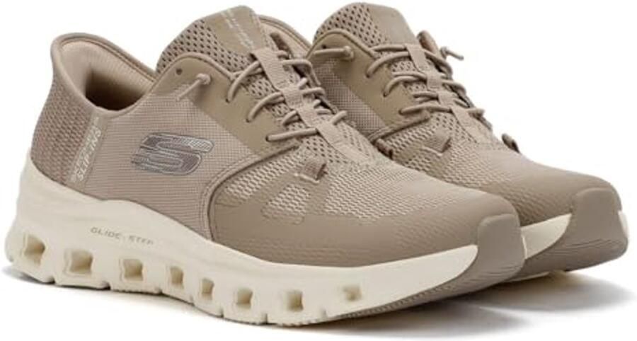 Dames Glide-Step PRO Sneaker in Taupe Comfortabele Slip-Ins met Memory Foam