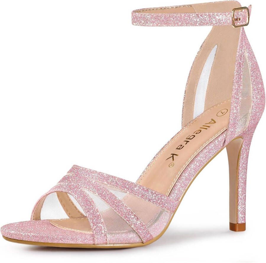 Dames Glitter Hielsandaal Elegante Sandalen voor Feestjes en Avonden