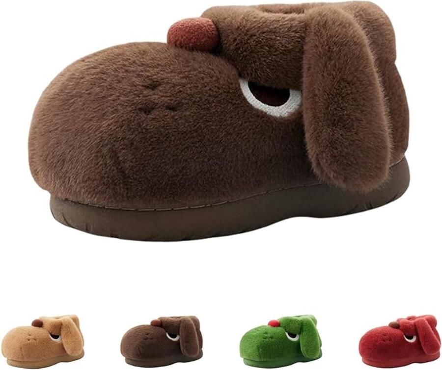 Dames grote ogen honden slippers leuke 3D honden slippers huis warme slippers pluche cartoon slippers winter antislip slippers