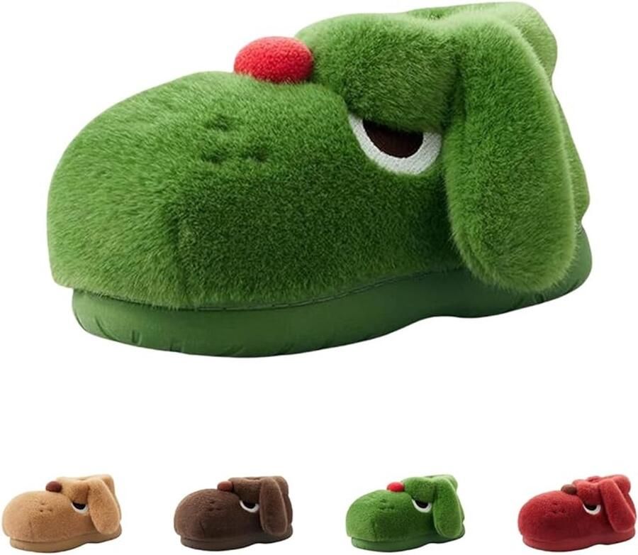 Dames grote ogen honden slippers leuke 3D honden slippers huis warme slippers pluche cartoon slippers winter antislip slippers