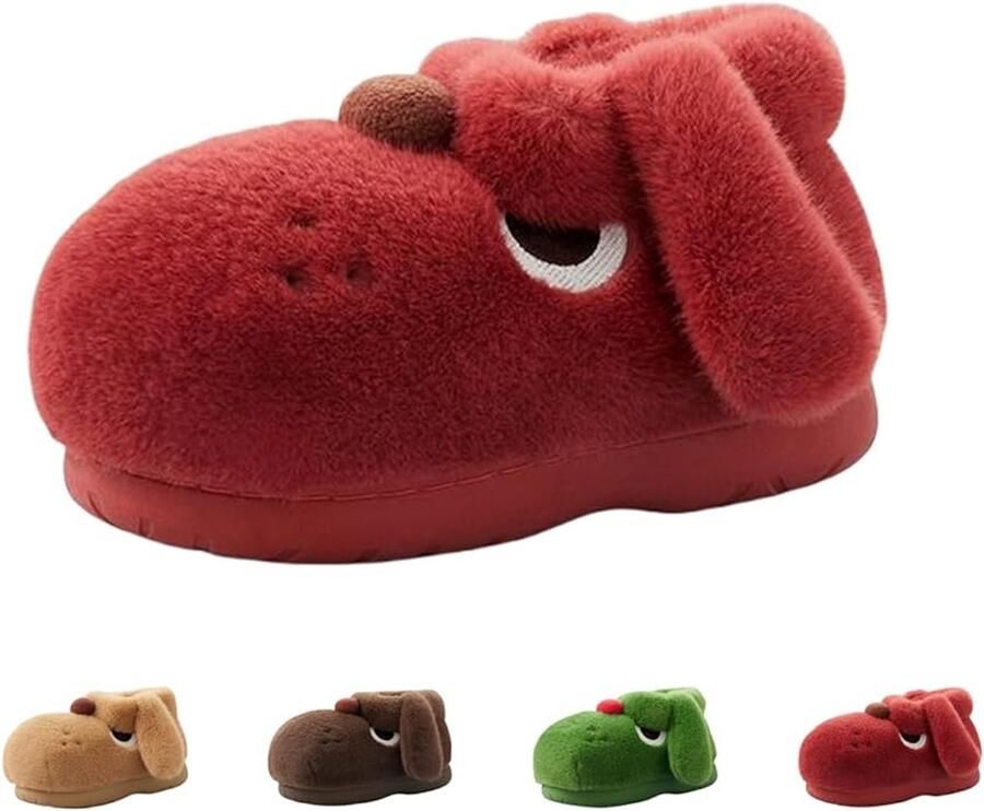 Dames grote ogen honden slippers leuke 3D honden slippers huis warme slippers pluche cartoon slippers winter antislip slippers