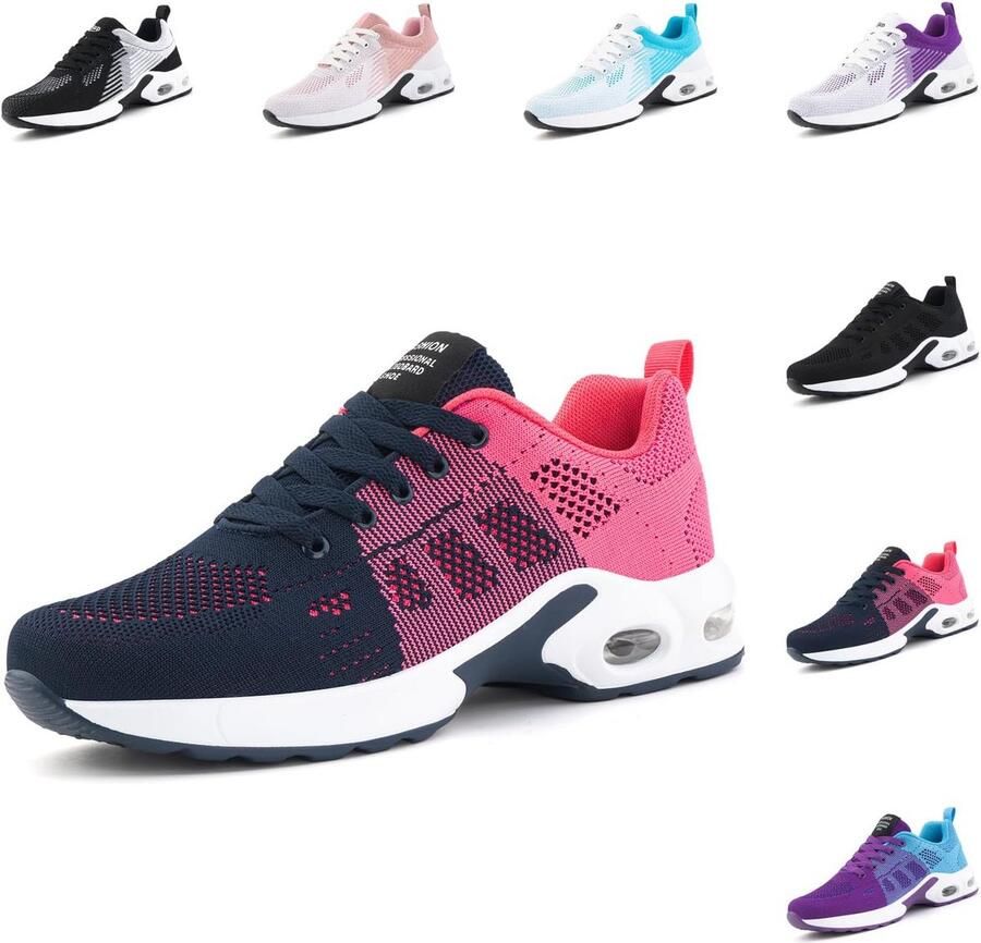 Dames hardloopschoenen sportschoenen sneakers ademend zwart blauw roze paars rood