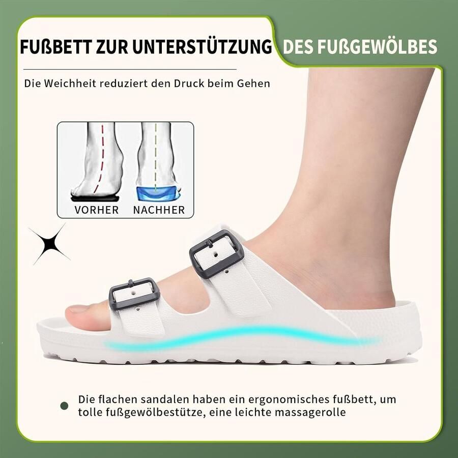 Comfortabel Badslippers Double Buckle Verstelbare Eva Slides Zomer Plat Waterdicht Strand Comfort Zwembad Slippers Schuim Antislip Doucheschoenen Pantoffels