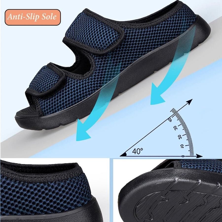 Extra Breed Met Klittenbandsluiting Wandelen Vrije Tijd Bandage Voor Gezwollen Voeten Licht Sandalen Senior Schoenen