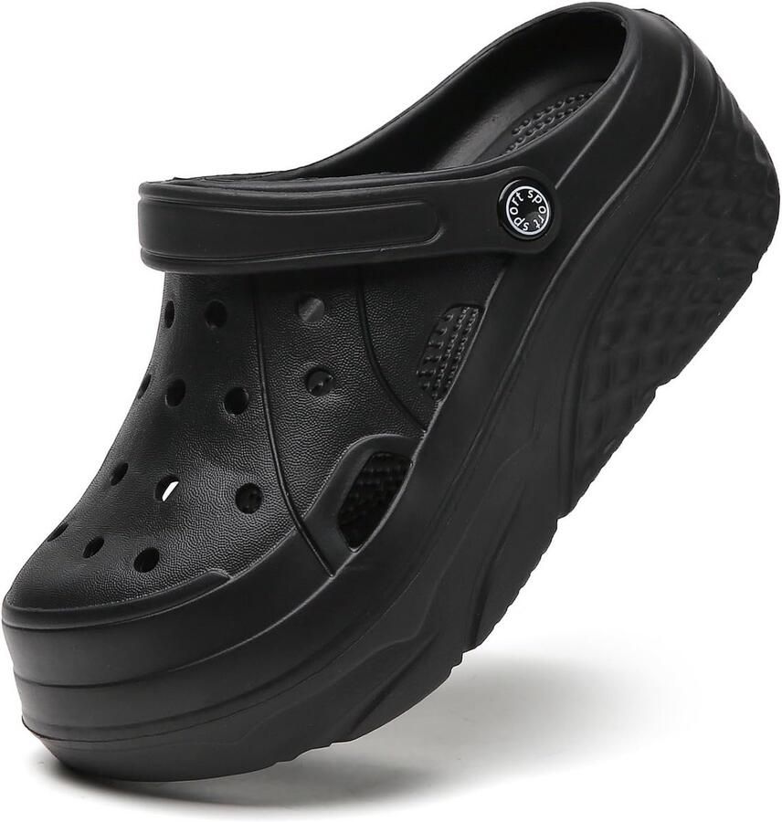 Dames Hoge Hak Platform Klompen Slippers Muiltjes Comfortabele Wig Sandaal