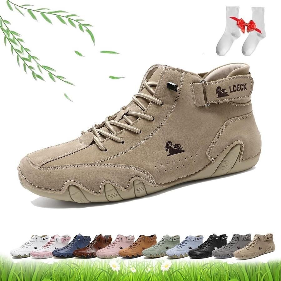 Dames Hoge Laarzen Leer Handgemaakt Outdoor Wandelschoenen Ademend Antislip