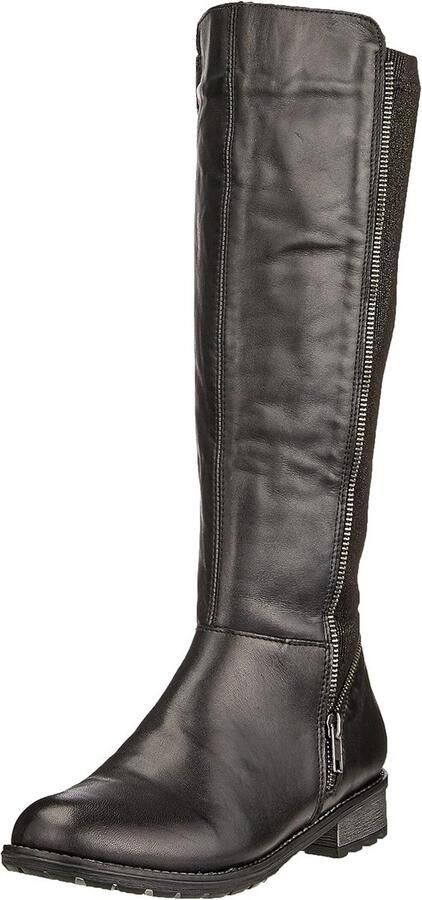 Dames Hoge Laarzen Leer Met Stretch Schachtaanpassing