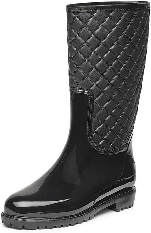 Dames Hoge Laarzen Zwart Geruit Schacht Sportief Functioneel