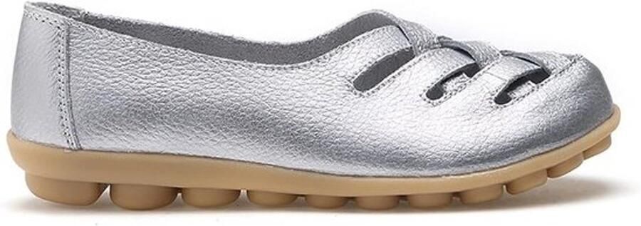 Dames Hollow Out Comfortabele Leren Loafers Casual Ronde Neus Mocassins Zachte Wandelschoenen voor Vrijetijdsbesteding