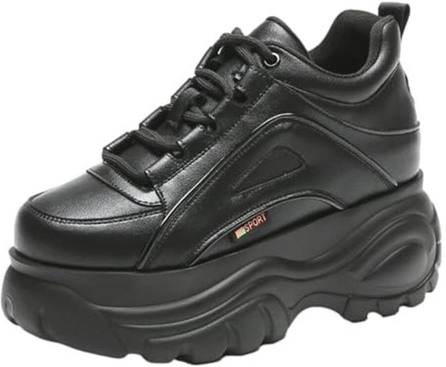 Dames Hoog Platform Chunky Sneakers Casual Veterschoenen