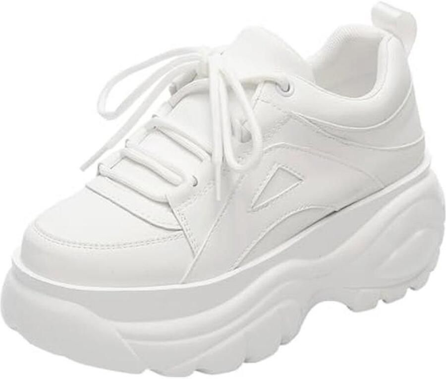 Dames Hoog Platform Chunky Sneakers Casual Veterschoenen