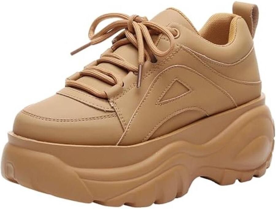 Dames Hoog Platform Chunky Sneakers Casual Veterschoenen