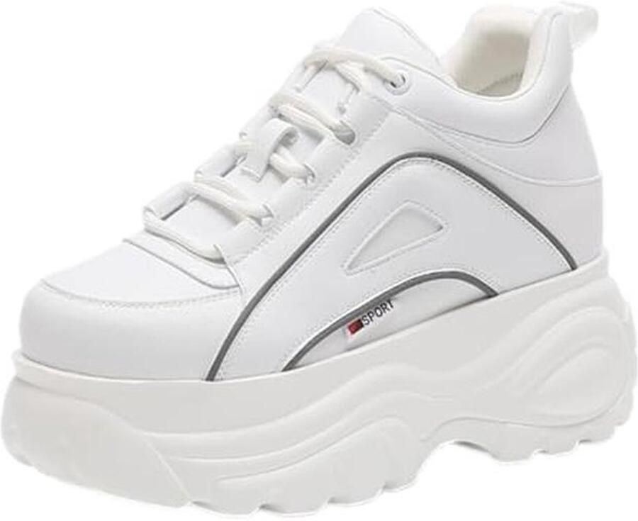 Dames Hoog Platform Chunky Sneakers Casual Veterschoenen