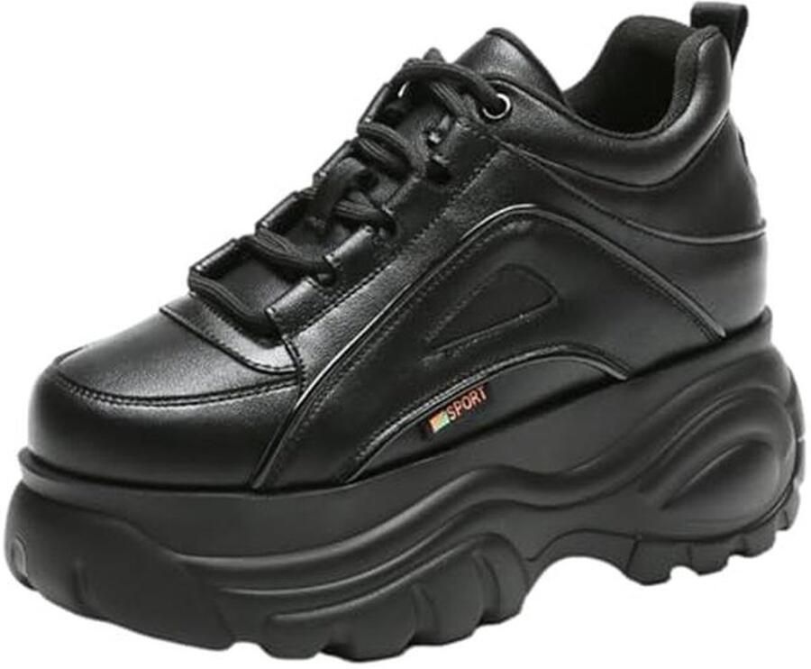 Dames Hoog Platform Chunky Sneakers Casual Veterschoenen