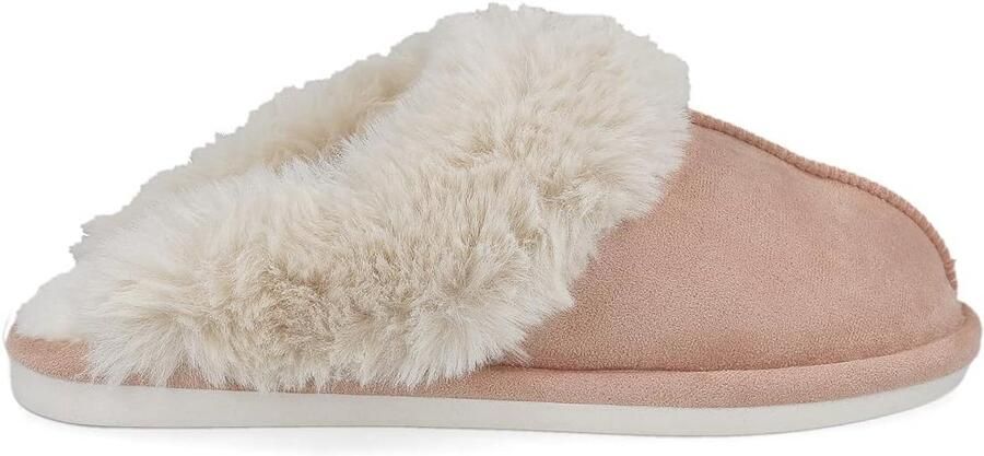 Dames Huis Pantoffels Winter met Bontvoering Warme Fluffy Slippers met Rubberen Zool