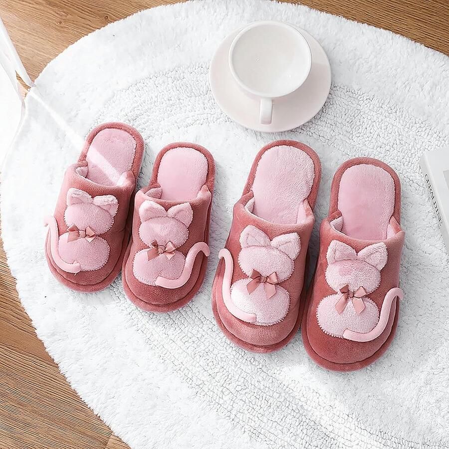 Dames huis slippers winter indoor slippers voor vrouwen kat pantoffels rood