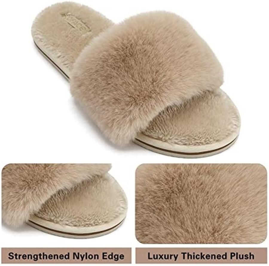 Dames Huisslippers Gezellige Memory Foam Slippers Beige