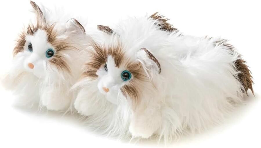 Dames Indoor Fuzzy Winter Dier Cat plsch Soft Kitty Pantoffels Mooie Kat met Grote Ogen