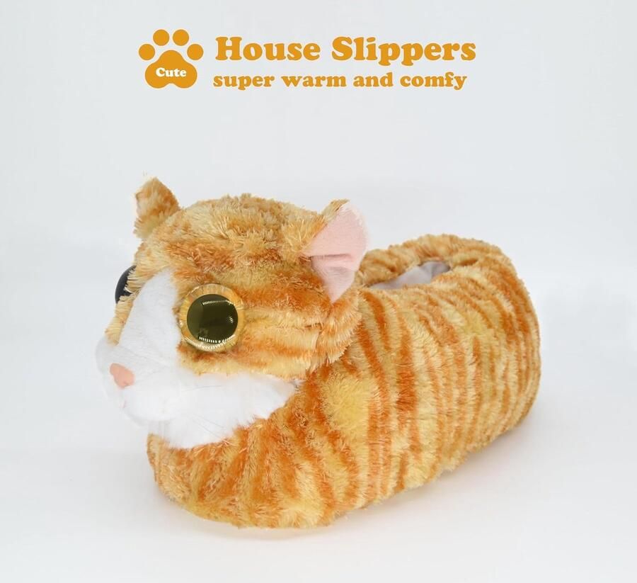 Dames Indoor Fuzzy Winter Dier Cat plsch Soft Kitty Pantoffels Mooie Kat met Grote Ogen - Foto 2