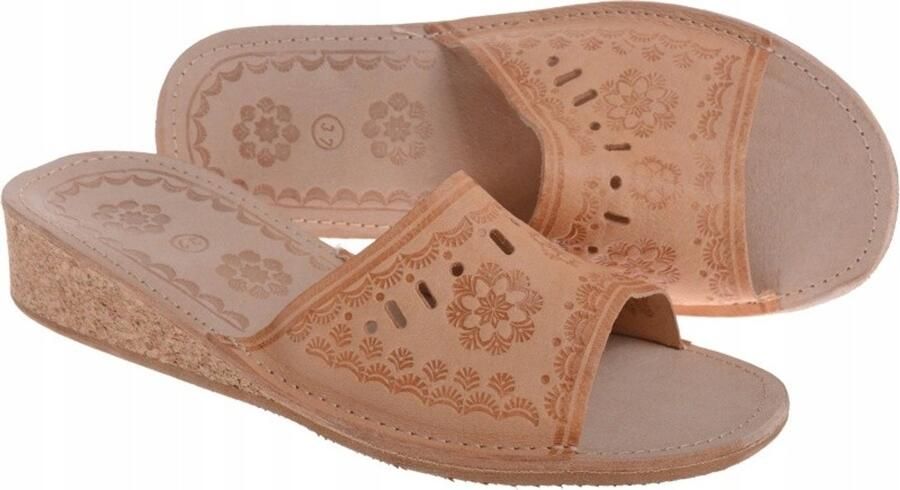 Dames Instappers Bruin Leer 40 Comfortabele Pantoffels op Wedge
