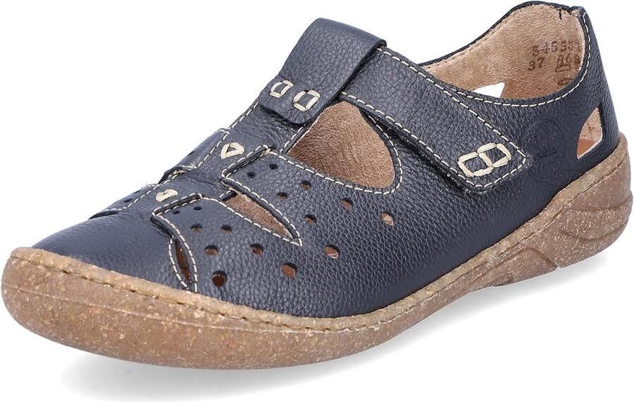 Dames Instappers Navy Blauw Leer Met Comfortabele Zool