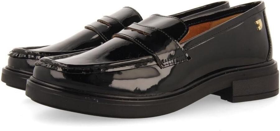 Dames Instapschoenen Zwart Lakleer Loafers Comfortabel