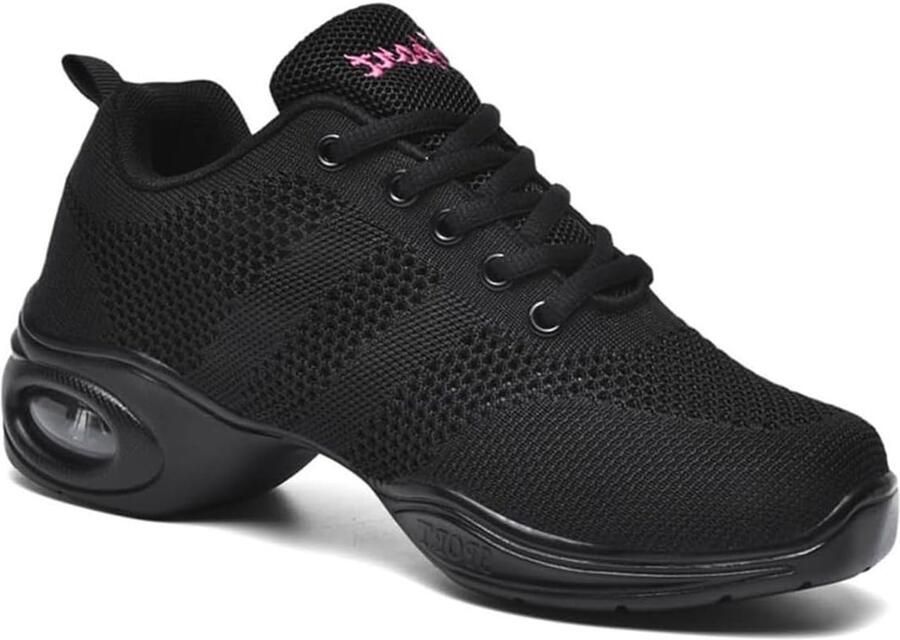Dames Jazz Dansschoenen Shock Absorbent en Slijtvaste Dans Trainers voor Jazz en Street Dance Zwart