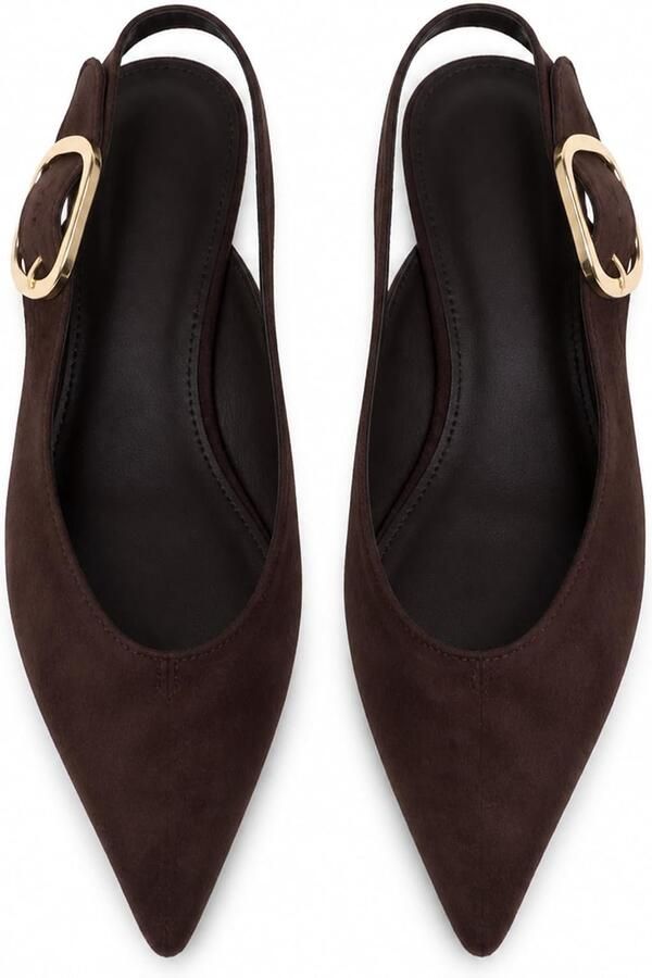 Pumps met spitse neus imitatie suède hak