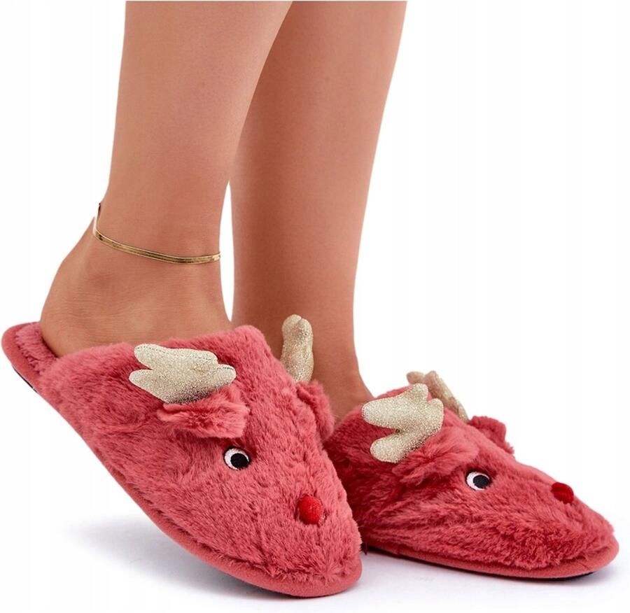 Dames Kerstslippers met Rendier Motief