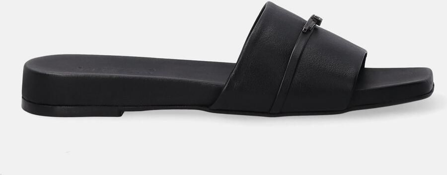 Elegante zwarte leren damesklompjes met vierkante neus