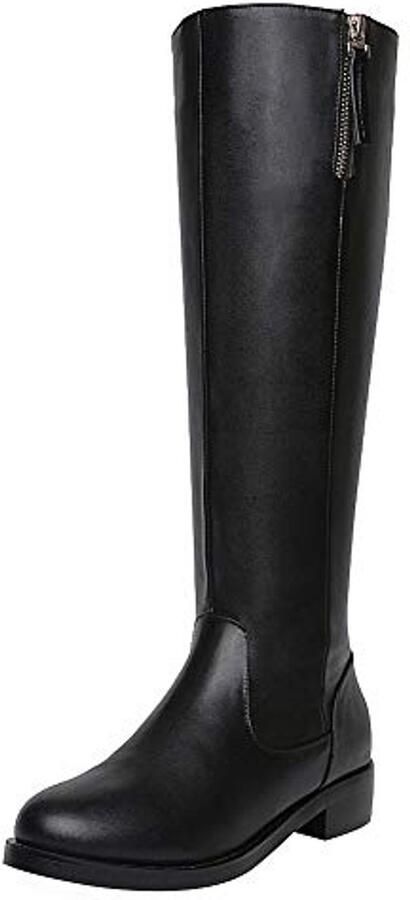 Dames Knie Laarzen met Warme Voering voor de Winter Elegante Laarzen met Platte Hak