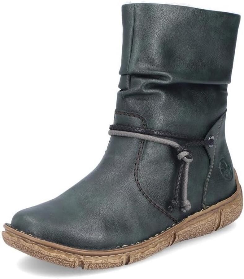 Dames Korte Laarzen Turquoise Vlechtwerk Met Warme Voering en Comfortabele Brede Pasvorm