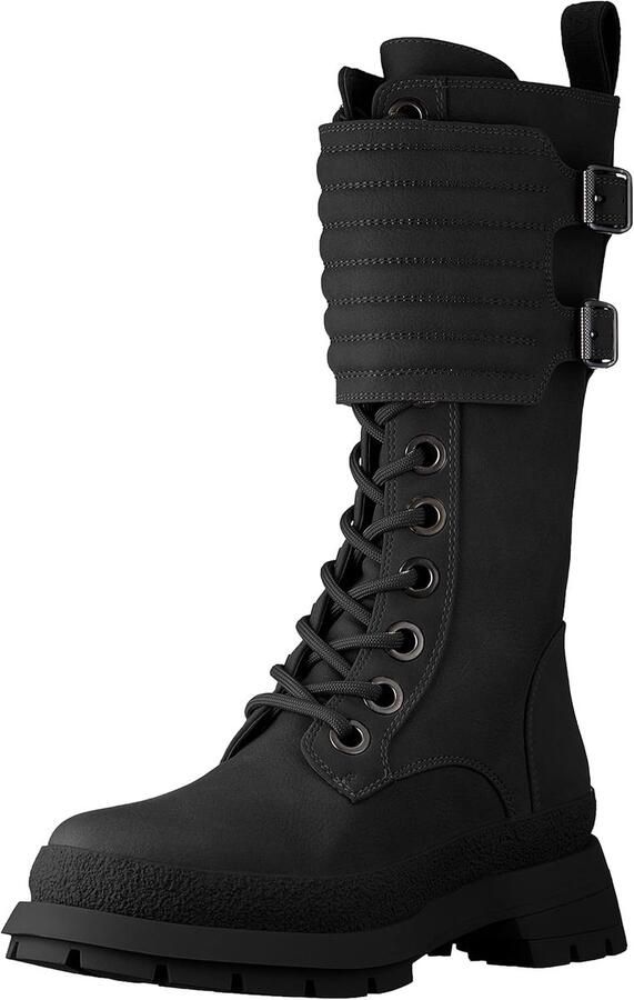 Dames Laars Modieuze Laars Dagelijks Gebruik Vegan Leer Afwerking Zwart