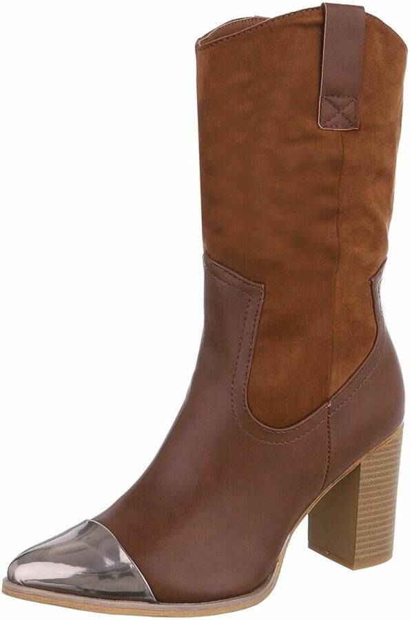 Dames Laarzen met hoge hak Enkellaarzen Goudbruin