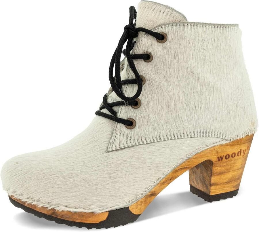 Dames Laarzen met Lamswol Voering en Houten Zool Comfortabele Veterlaarzen